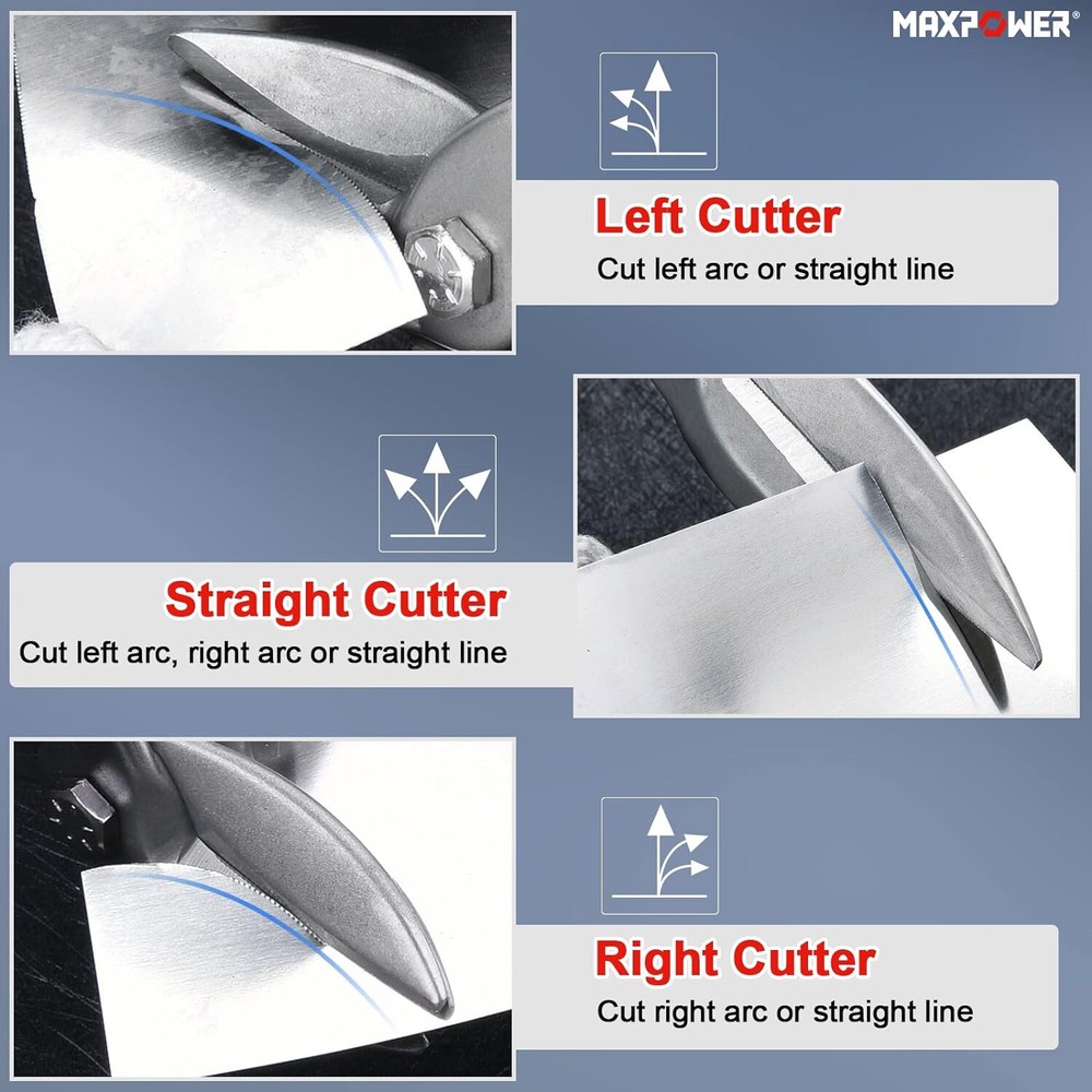 3PCS MAXPOWER 10in Aviation Snips Straight Left and Right Cut Tin Snips Quality