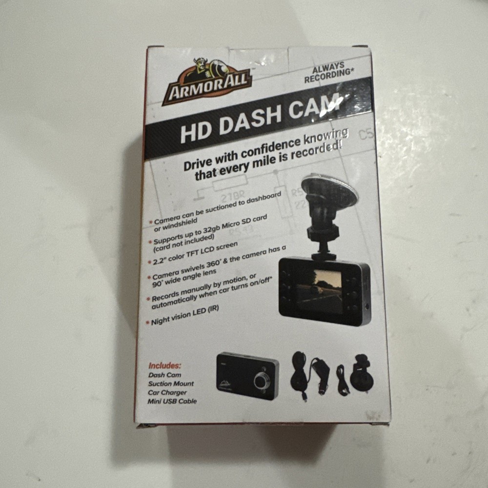 ARMOR ALL Dash Windshield 2.2" LCD HD CAM Night Vision LED Motion Detection E49