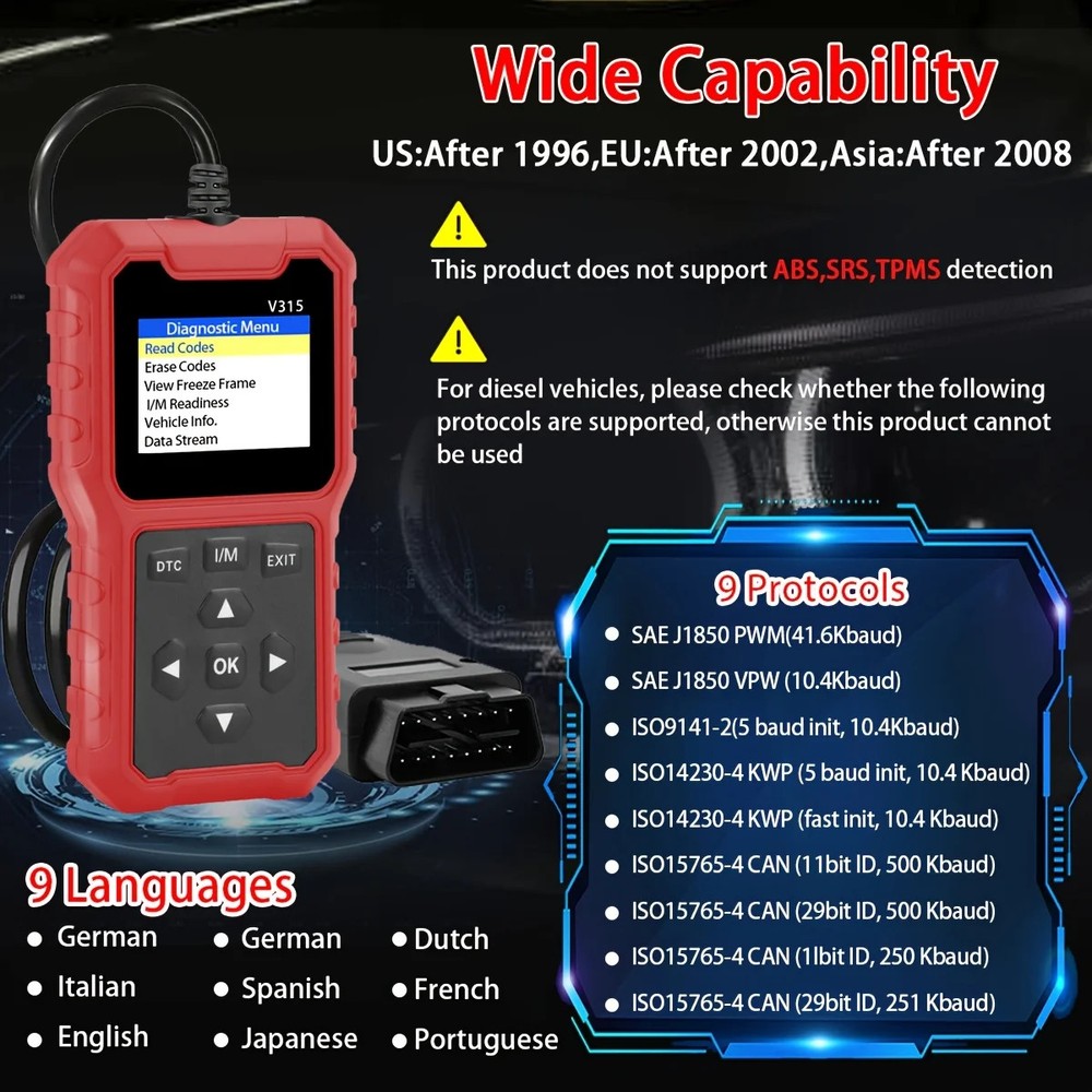 USB Powered 2025 Car OBD2 Scanner - Advanced Engine Diagnostic Tool, with code r