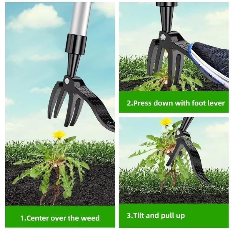 Weeder Puller Stand Up Weed Tool with Handle Garden Outdoor Root Remover Killer