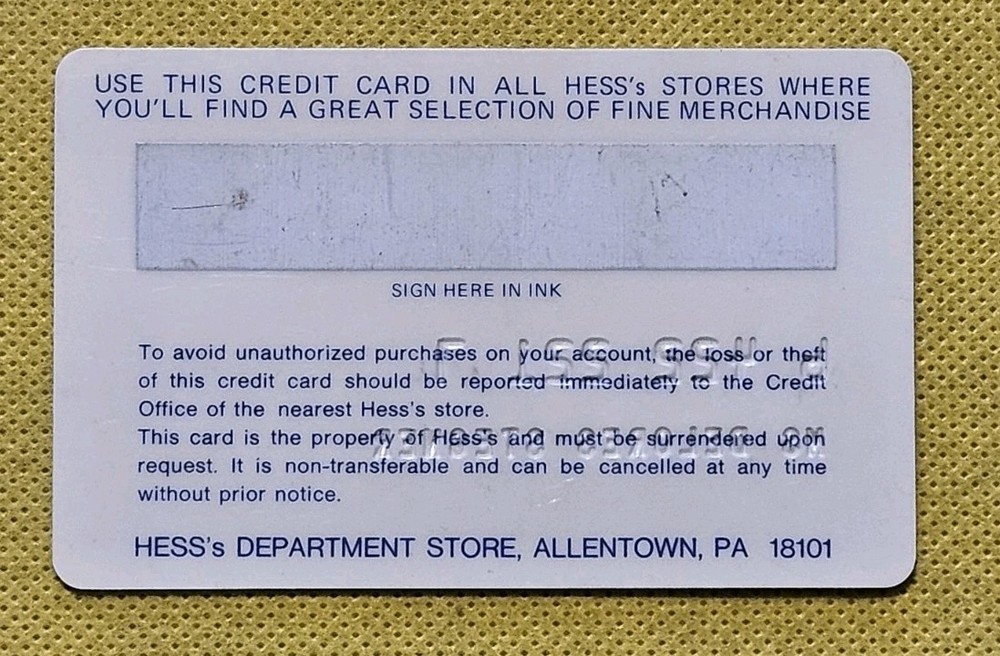 Hess's Credit Card ~ exp ? ~ our CC933