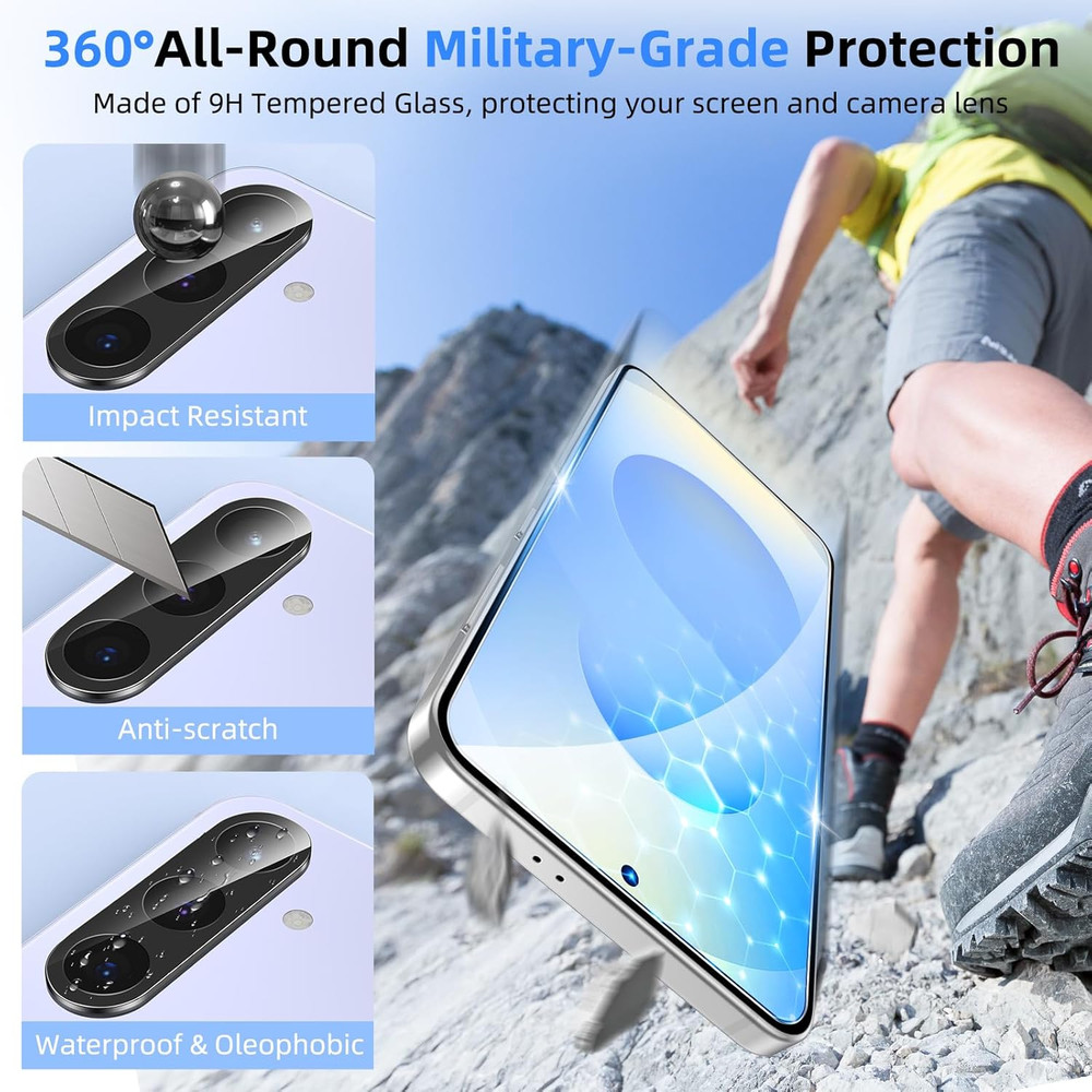 2+2 Pack for Samsung Galaxy S25 FE Screen Protector & Camera Lens Protector, Fin