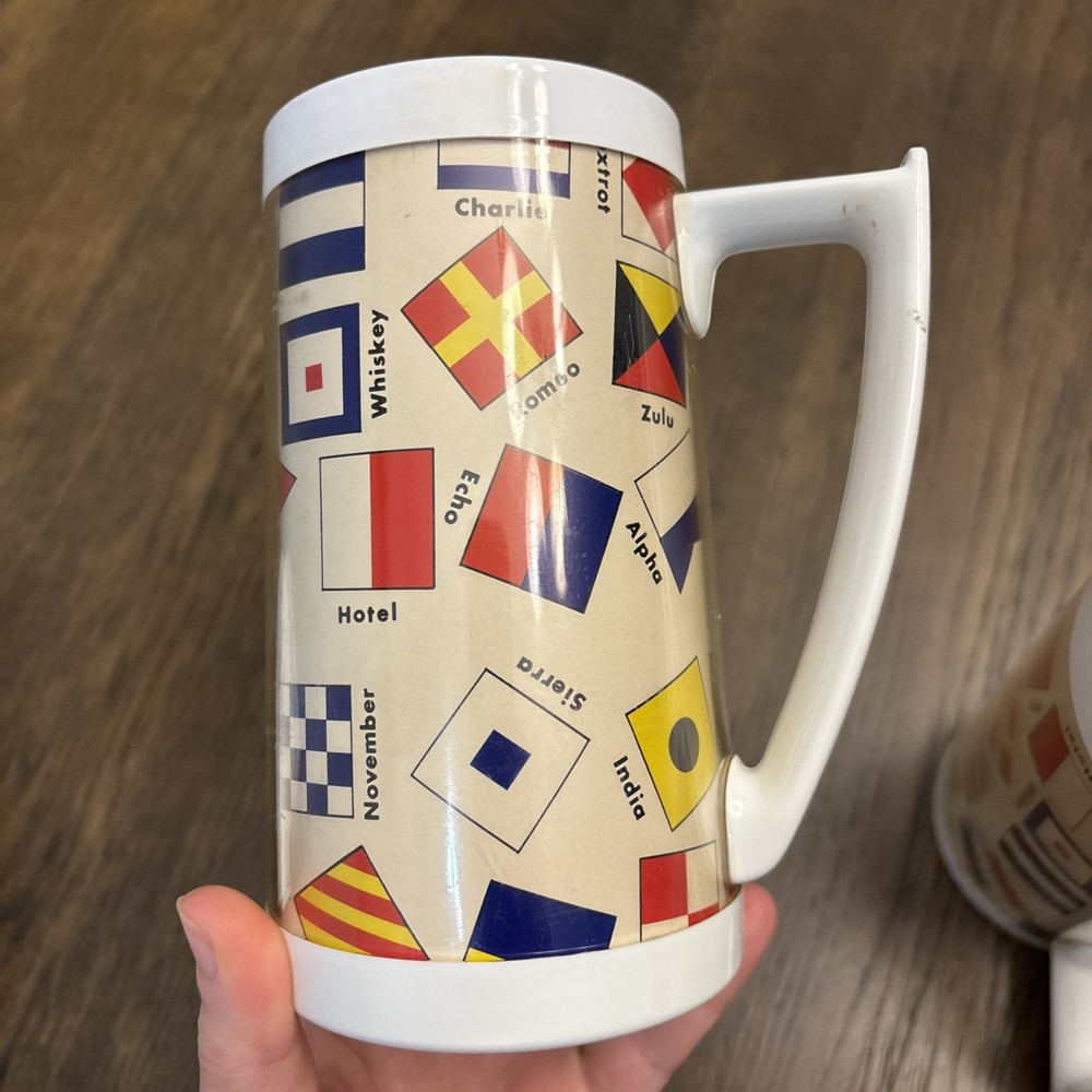2 Thermo Serv Maritime International Code Signals Flags Cups USA Vtg