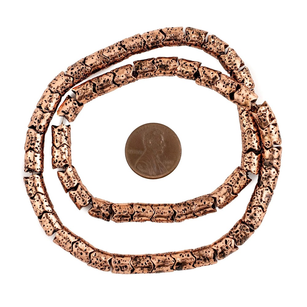 Antiqued Copper Electroplated Lava Snake Beads 6mm Interlocking Gemstone