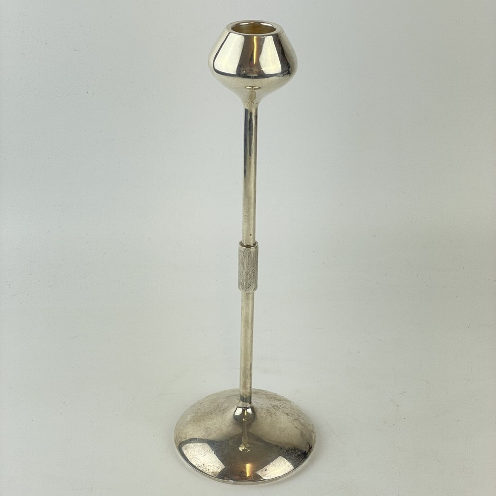 Vintage Spanish Silver Textured Bud Candlestick 23.5cm