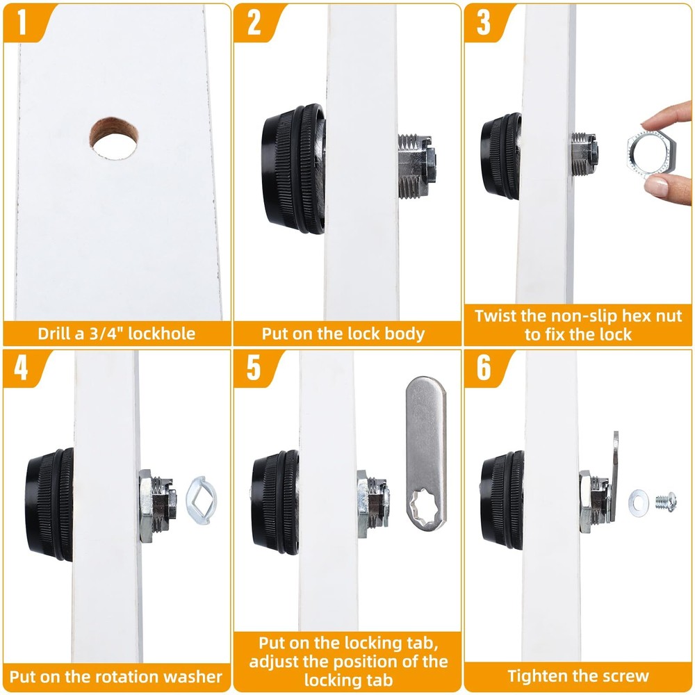 RealPlus Combination Cam Lock 1-1/8" Cylinder Coded Cabinet Lock Security Locks
