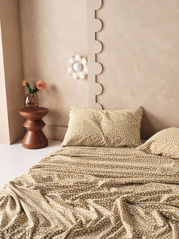 Linen House Abbi Dijon Flannelette Sheet Set