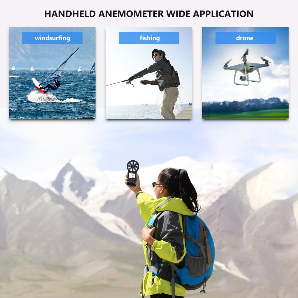 Digital Anemometer – Wind Speed, Airflow & Temperature Meter with USB-C Charging
