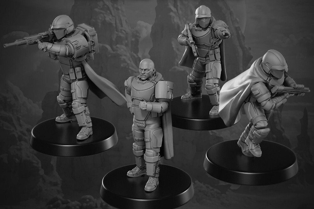 Space Marines Ground Forces Army 4-Pk 3D Printed Models