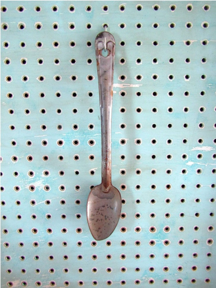 Vintage Enamel Ware Serving Spoon Chipped Rustic Decor