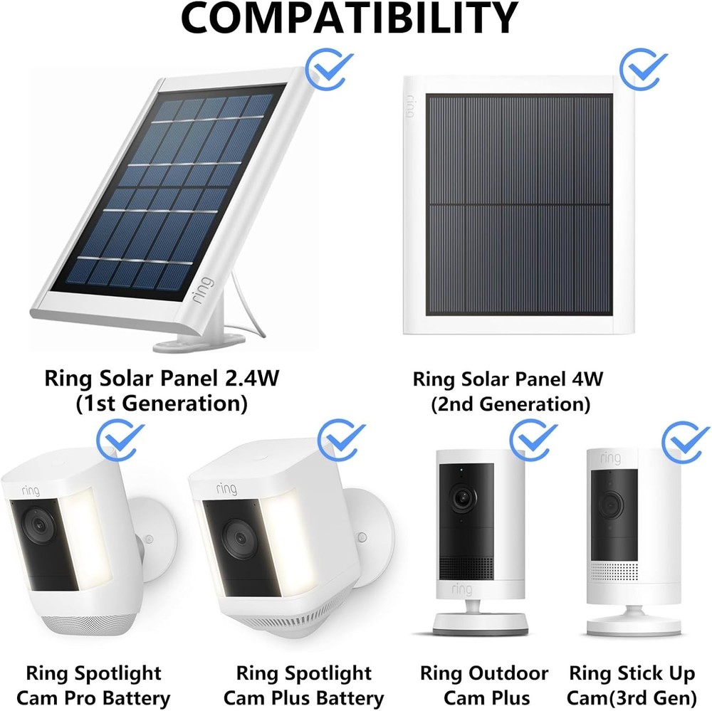 Sturdy Aluminum Wall Mount for Solar Panel & Spotlight Cam - Adjustable Design