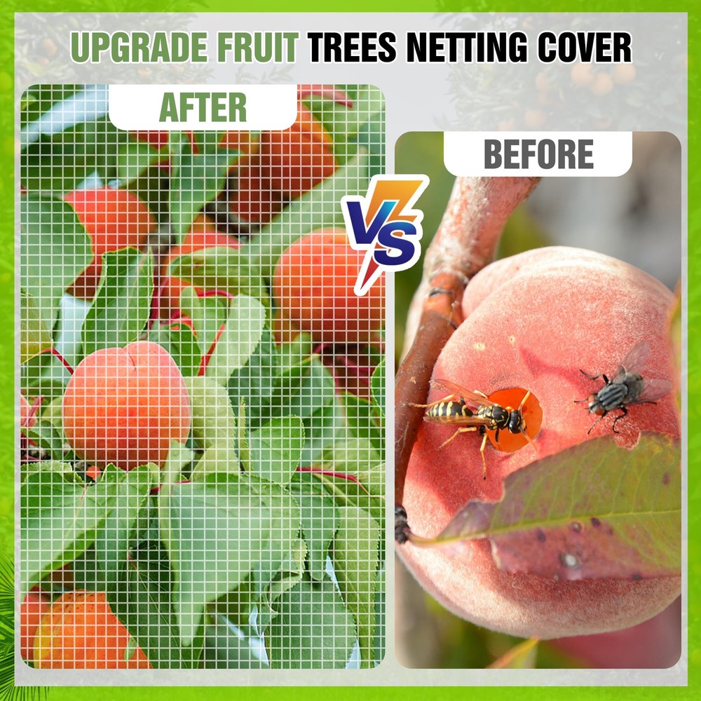 12.6 * 12FT Large Fruit Tree Netting, Tree Nets for Fruit Trees with Zipper a...