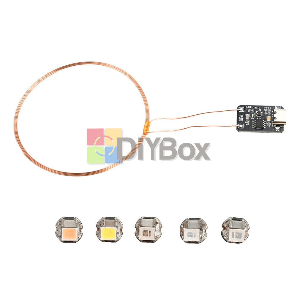 0~80mm Induction Wireless Power Supply Transmitter Coil Module + 5PCS Led Lamps