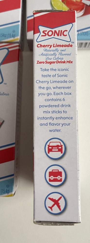 Sonic Cherry Limeade Zero Sugar Drink Mix Singles 6 Boxes/6 Sticks (36 Total)