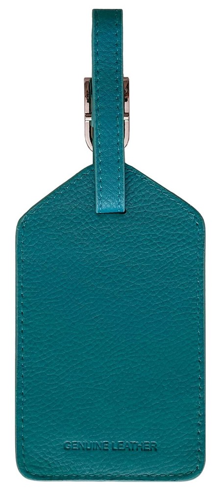 Teal Genuine Top Grain Leather Luggage Tag