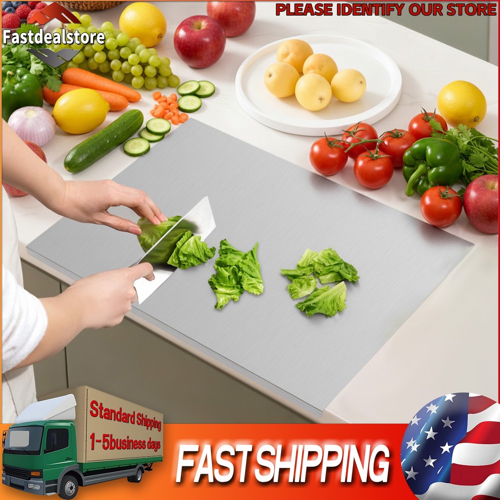 Stainless Steel Chopping Cutting Board Counter Top Protector w/ Front Overhang