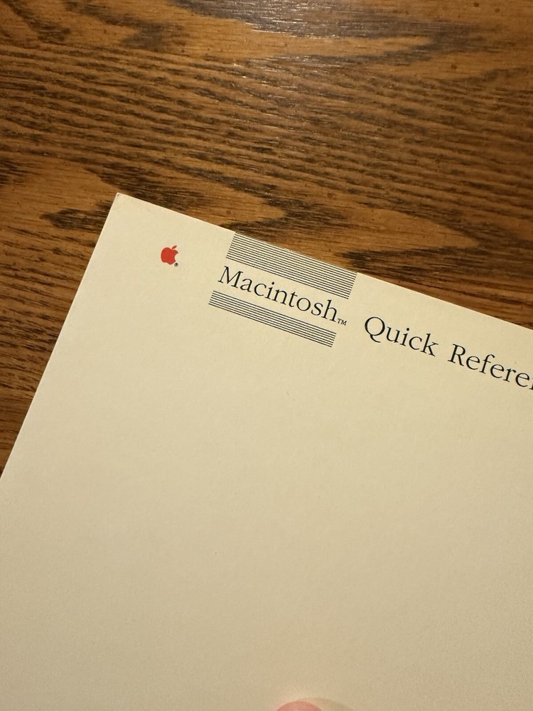 VINTAGE APPLE MACINTOSH 1987 QUICK REFERENCE CARD, 030-3180-A