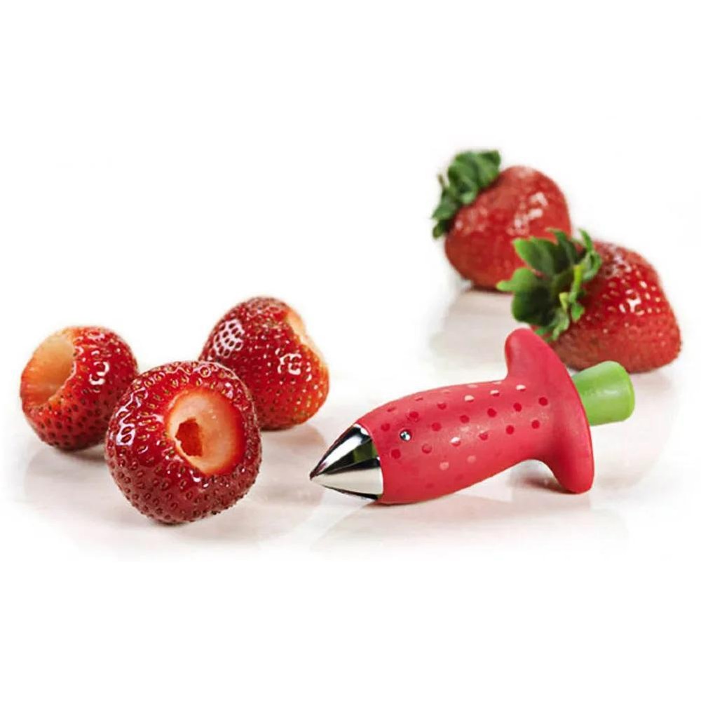 Strawberry Slicer & Huller – Easy Fruit Corer & Leaf Remover Kitchen Tool