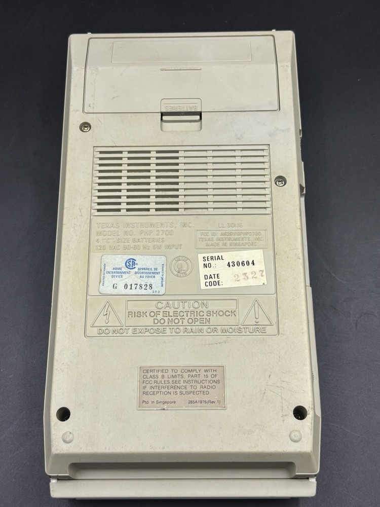 Texas Instruments Program Recorder Model PHP2700 Portable Cassette Player 1980’s