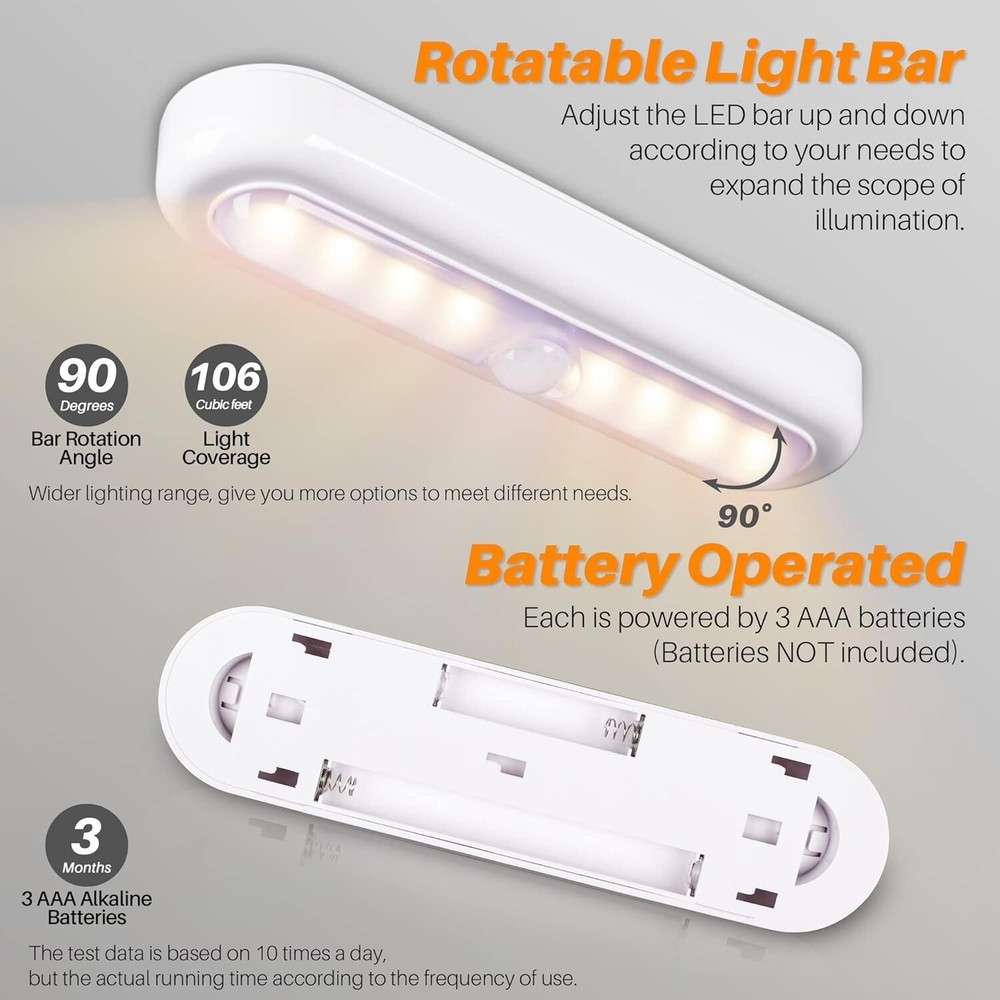 3 Pack Motion Lights – Indoor, Battery, Warm White