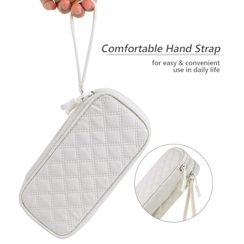 USB Flash Drive Holder Case, Portable Storage Bag Organizer for White Beige