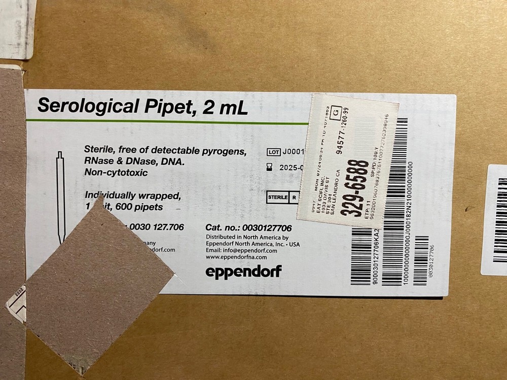 EPPENDORF 2mL Serological Pipets Individually Wrapped 0030127706 (600/cs)