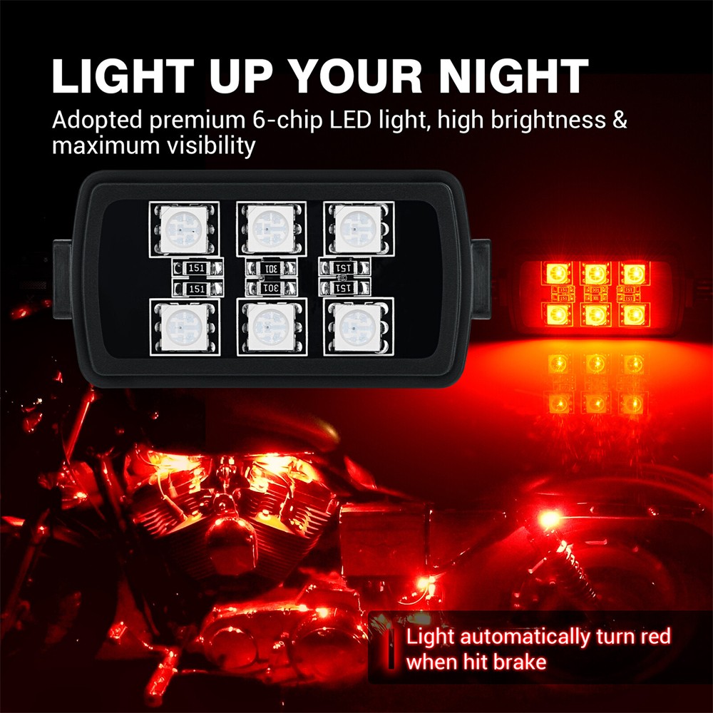 10pcs Multi-Color RGB Underglow LED Light Kit w/Remote Controller For Motorcycle