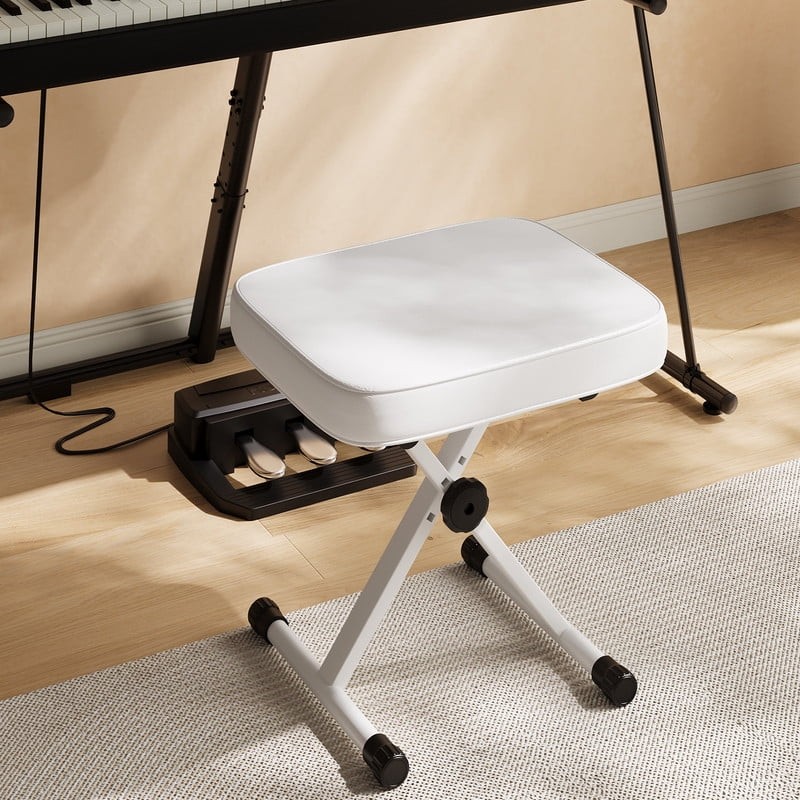 2 Pack Portable Adjustable Piano Bench, Folding Keyboard Stool with Thick
