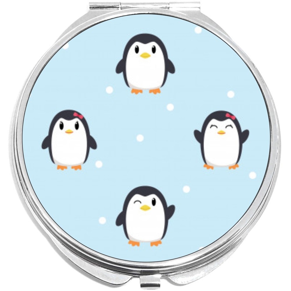Penguin Pattern Compact with Mirrors - Perfect for your Pocket or Purse