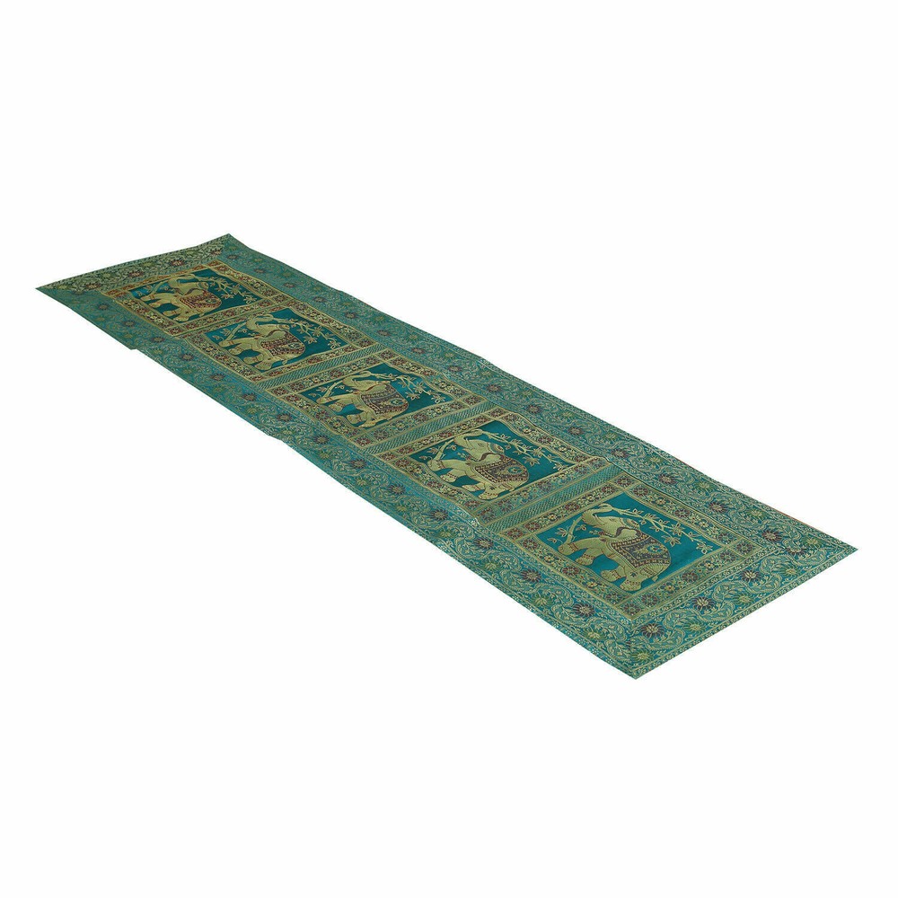 Silk Brocade Table Runner Elephant Wedding Decorative Wall Hanging Hunter Green