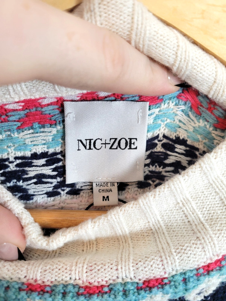 Nic + Zoe Pattern Waffle Stitch Sweater Size M