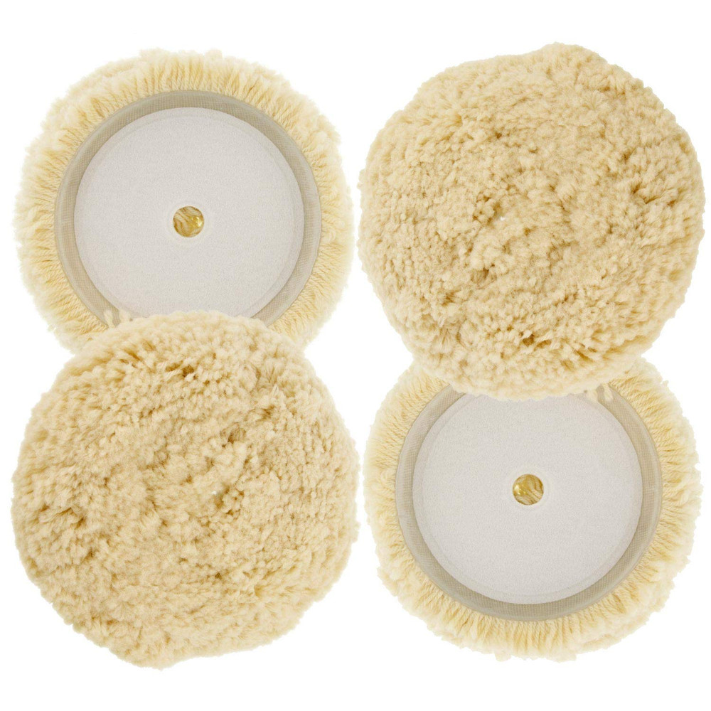 TCP Global 6" 100% Wool Polishing & Buffing Pad (2 Pack) with Hook and Loop Back