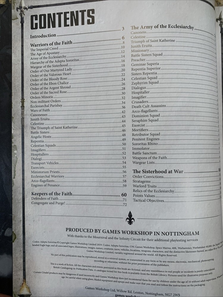 Warhammer 40K Codex Adepta Sororitas … BinA3