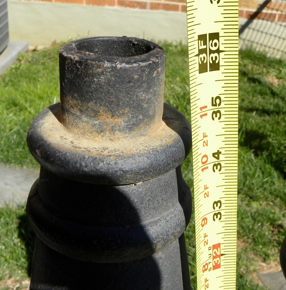 TWO Matching Authentic 42" Cast Iron HORSE HEAD Hitching Posts w/ 8-Sided Base