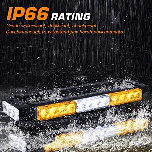 LED Strobe Flashing Light Bar -Double Side 30 LED High Intensity Amber&White