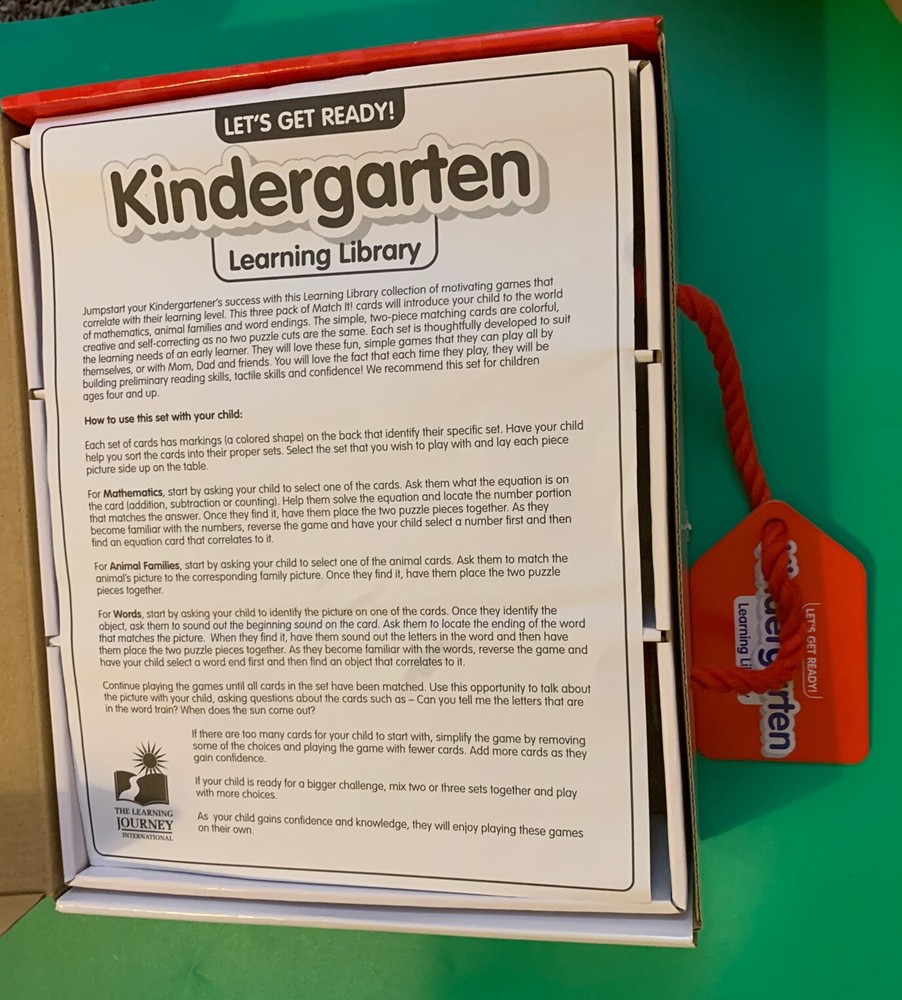 The Learning Journey Kindergarten Learning Library 3 Sets in 1 Match It Cards