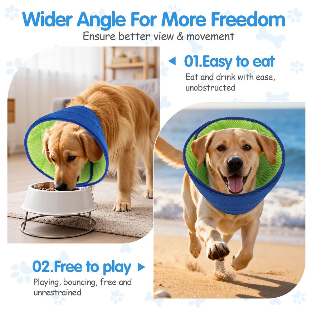 Soft Dog Cone Collar Alternative - Adjustable Comfy Cones for Large/Medium/Sm...