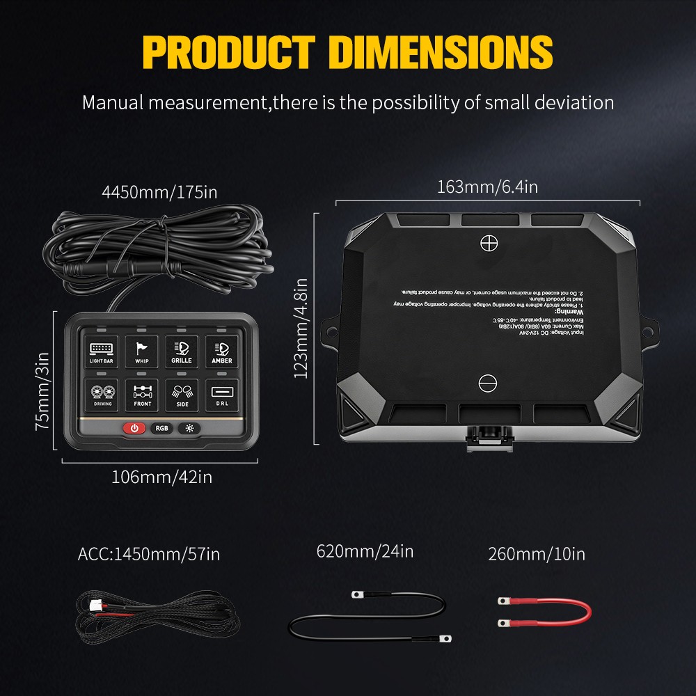 RGB 8 Gang Switch Panel Relay System Remote + Bluetooth app For Can-Am Maverick