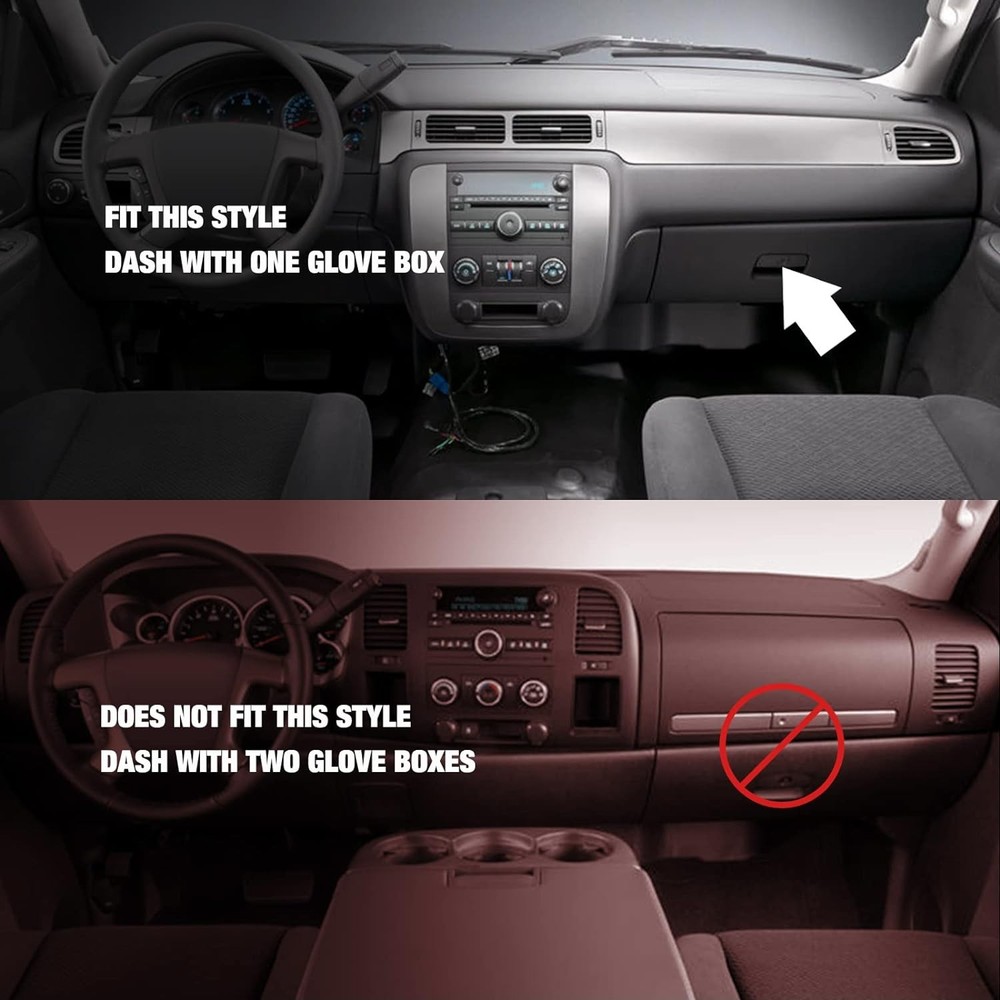 Dashboard Dash Cover Mat Carpet Compatible with 07-14 Chevy&GMC(2), Black