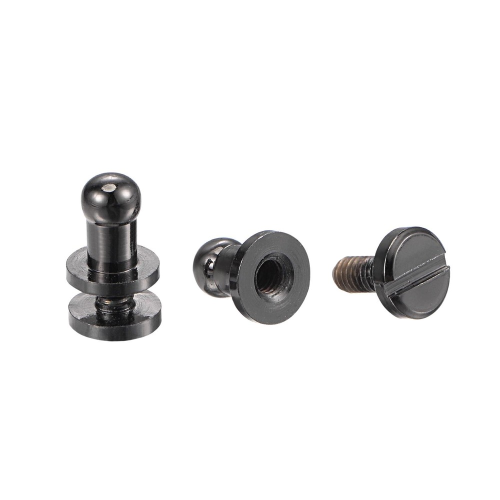 10 Set 4mm Solid Brass Round Head Lock Screw Rivets Pin Fixing, Black