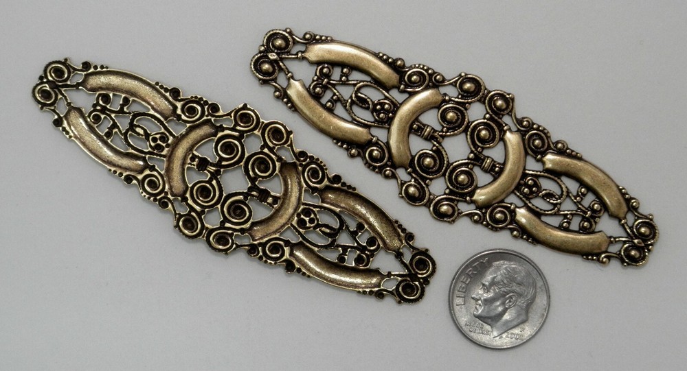 #4174 ANTIQUED GOLD OPEN FILIGREE BAR COMPONENT - 1 Pc Lot