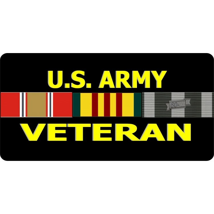 army veteran ribbon flags military license plate usa made
