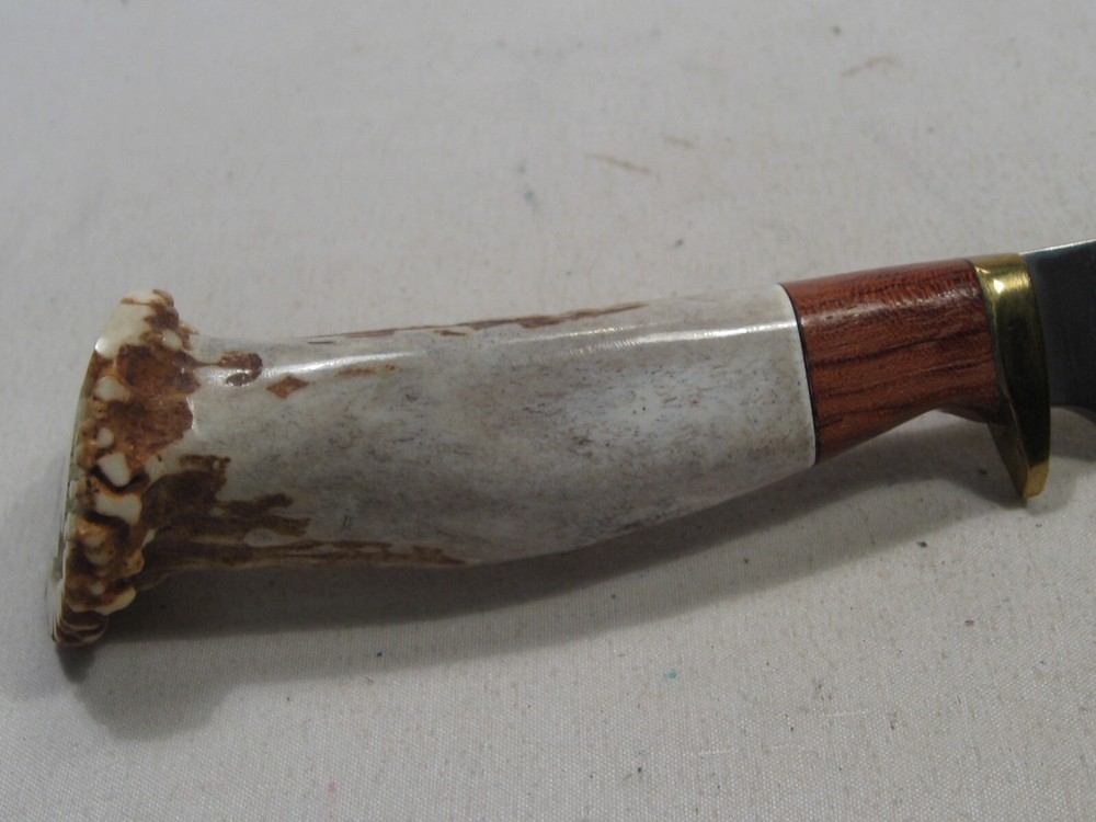 Custom Handmade Antler Handle Fixed Blade Knife w/ Sheath. #18