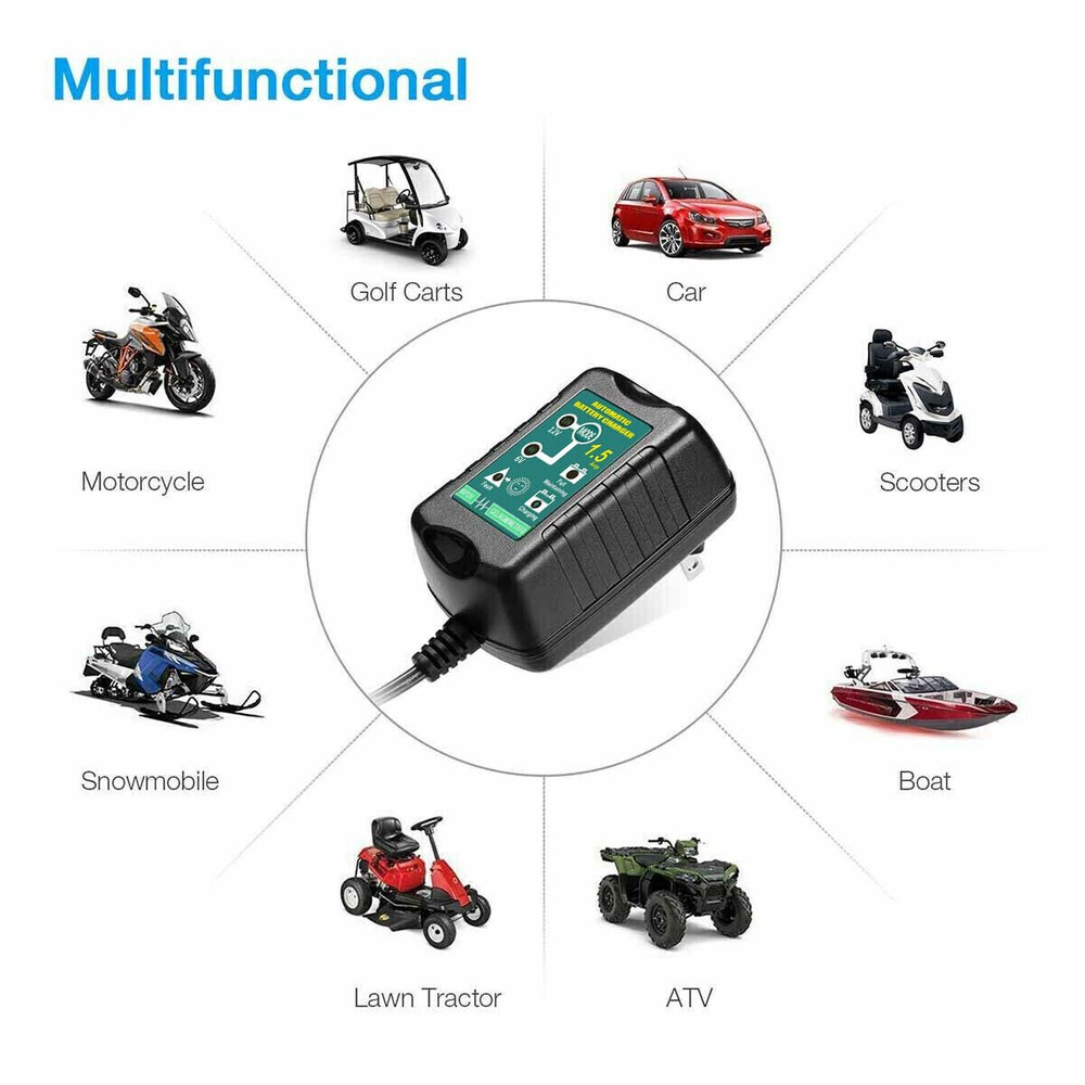 12V/6V automatic battery charger motorcycle trickle and float charge maintainer