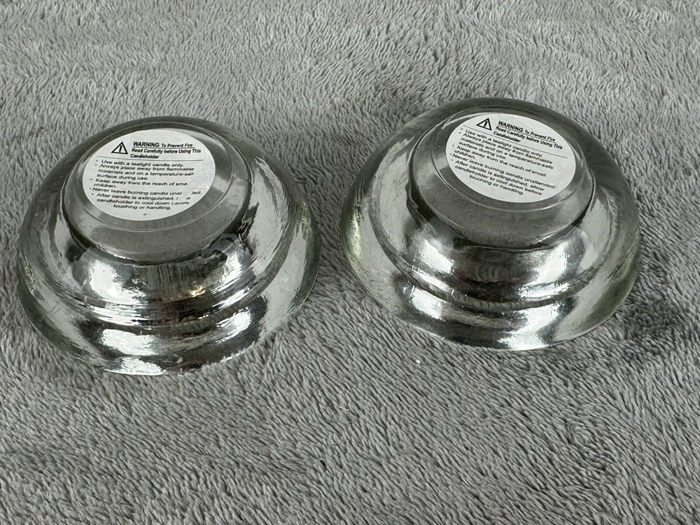 Heavy Glass Tea Light Candle Holders Round Disk