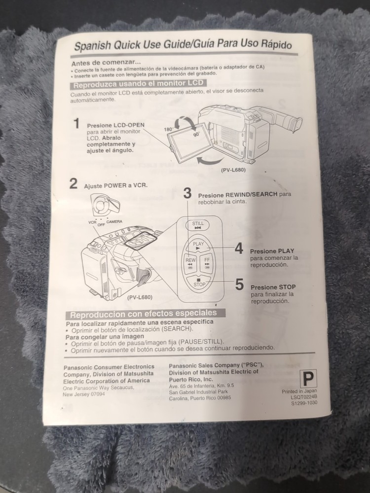 Guide Manual Panasonic Camcorder Operating Instructions Models No. PV-L580 680