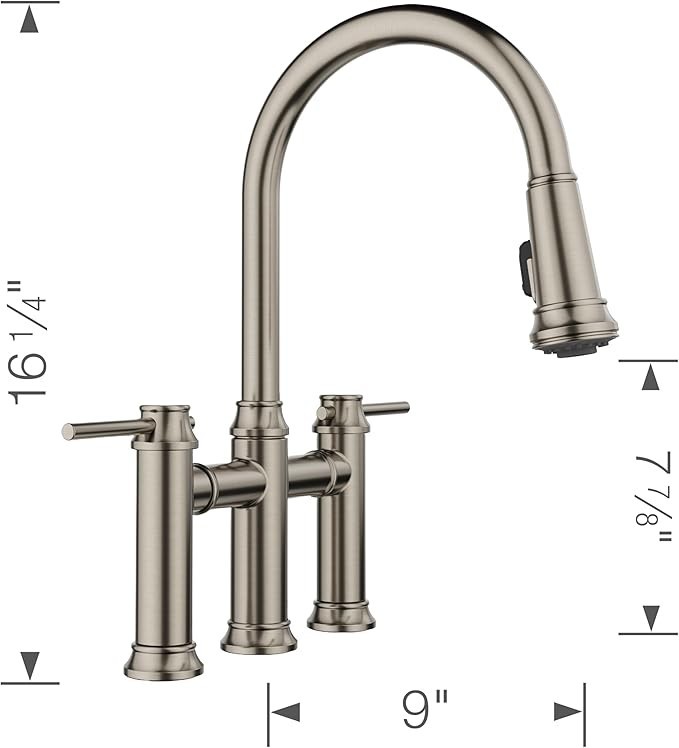 Blanco Empressa 2-Handle Pull-Down Bridge Kitchen Faucet – Satin Platinum