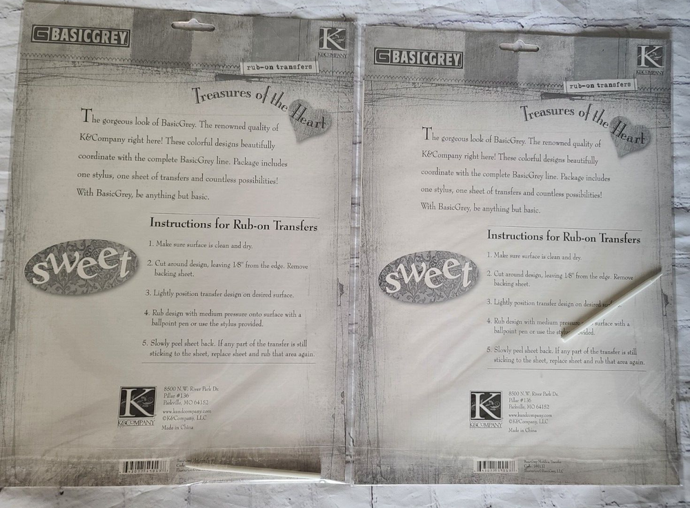 Basic Grey Rub-On Transfers