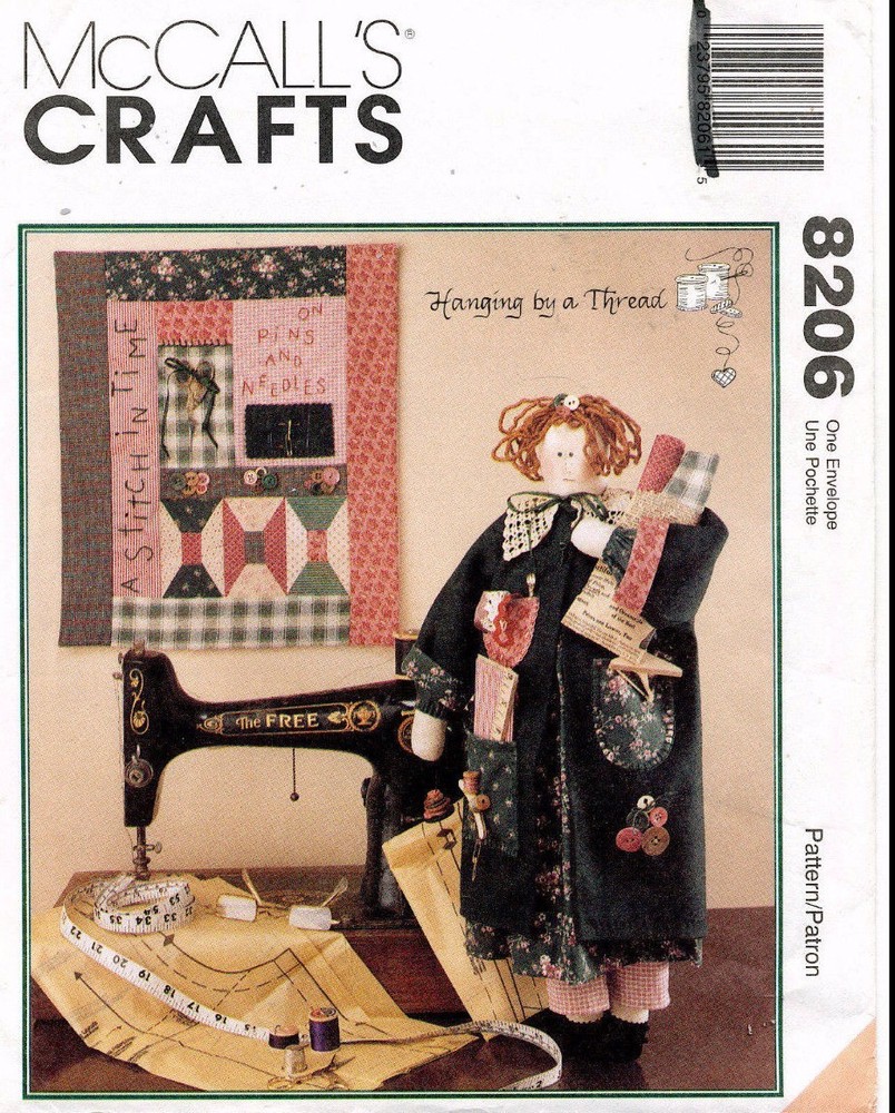McCall's Sewing Doll and Quilt Pattern 8206 Size 23" UNCUT