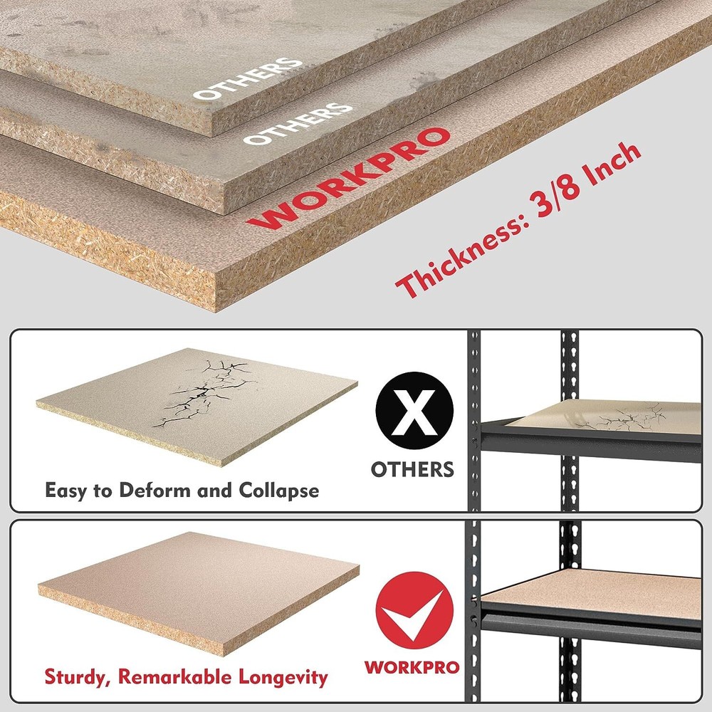WORKPRO Heavy Duty Metal Storage Shelving Unit Adjustable Storage Rack MultiSize